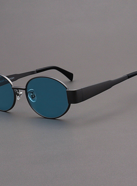 MOSCOT LEMTOSH太阳镜男复古灰色金属眼镜框椭圆形偏光蓝色墨镜女