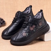 保暖加绒老太太奶奶棉鞋 女冬季 防滑软底中老年人妈妈鞋 老北京布鞋