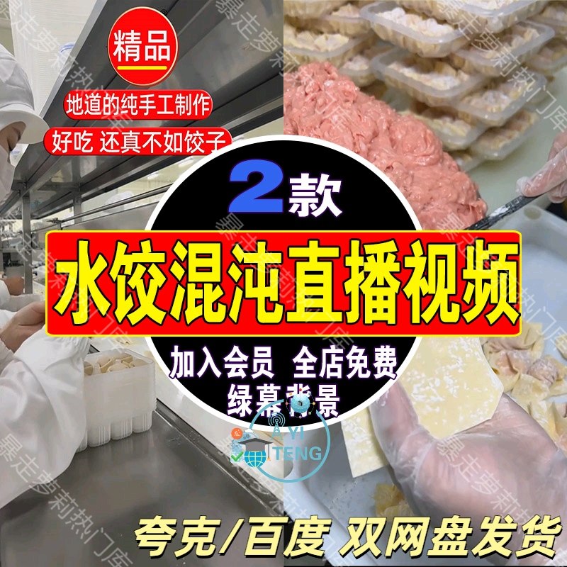 手工水饺馄饨制作直播间虚拟背景素材抖音动态高清带货录播视频