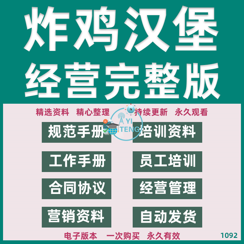西式快餐店汉堡炸鸡店开店选址加盟经营管理营销员工培训制度资料