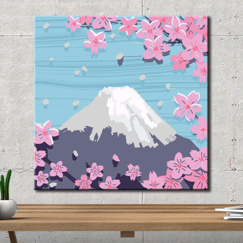 数字油画diy填色风景雪山手工绘儿童装饰油彩亲子画