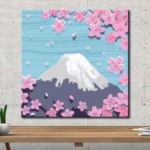 数字油画diy填色风景雪山手工绘儿童装 饰油彩亲子画