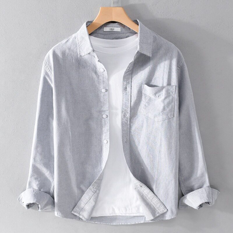 干活穿的工作服衬衫男长袖休闲耐脏耐磨薄款衬衣春秋潮流百搭外套