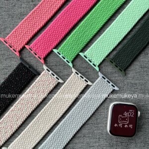 适用苹果表带 纯色多彩色单圈编织apple watch8 iwatch6/5/4/3/SE