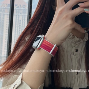 适用苹果手表 杏桃配牡丹色回环iwatch表带 applewatch7/6/se/5/4