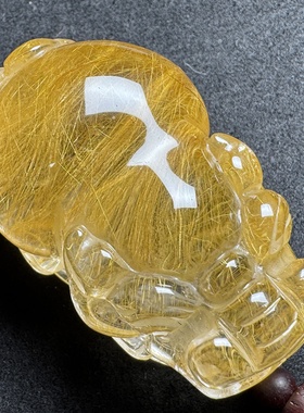 天然水晶金黄发晶钛晶顺发招财貔貅龙龟吊坠男女项链手工雕刻挂件