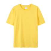 内搭宽松纯色体恤大码 亮黄色纯棉圆领短袖 T恤男女全棉打底衫 嘻哈