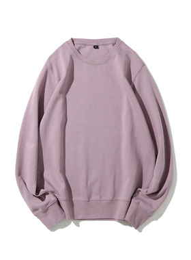 莫兰迪香芋紫淡紫色300g重磅纯色长袖圆领套头卫衣女男情侣复古风