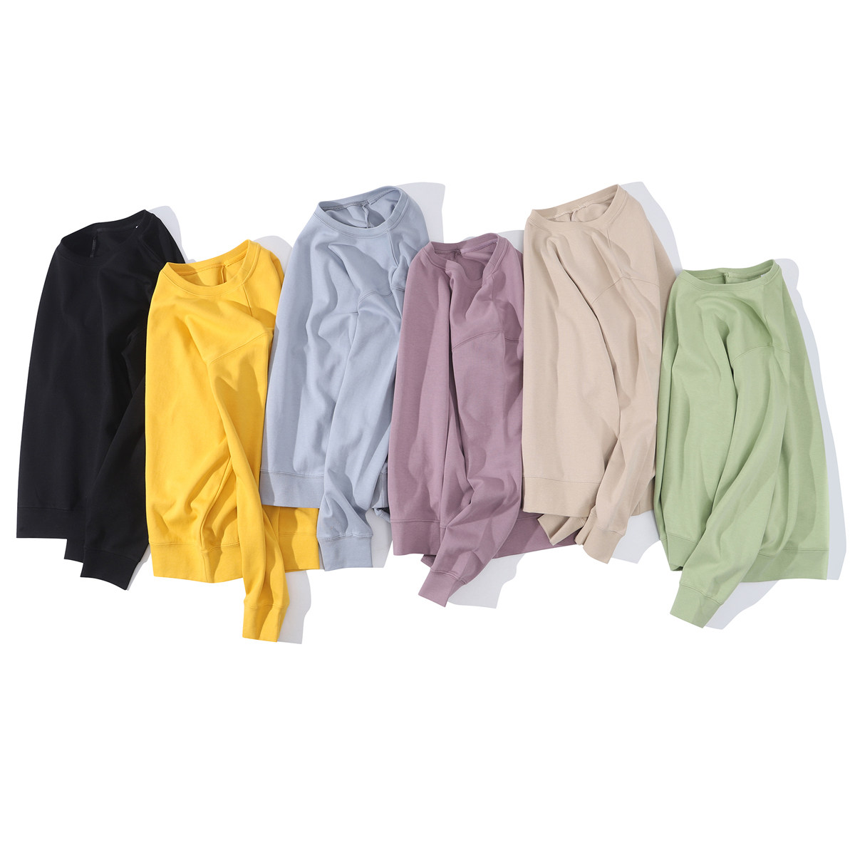 【小白家】春秋小清新纯色重磅外套长袖圆领正肩套头卫衣女男宽松