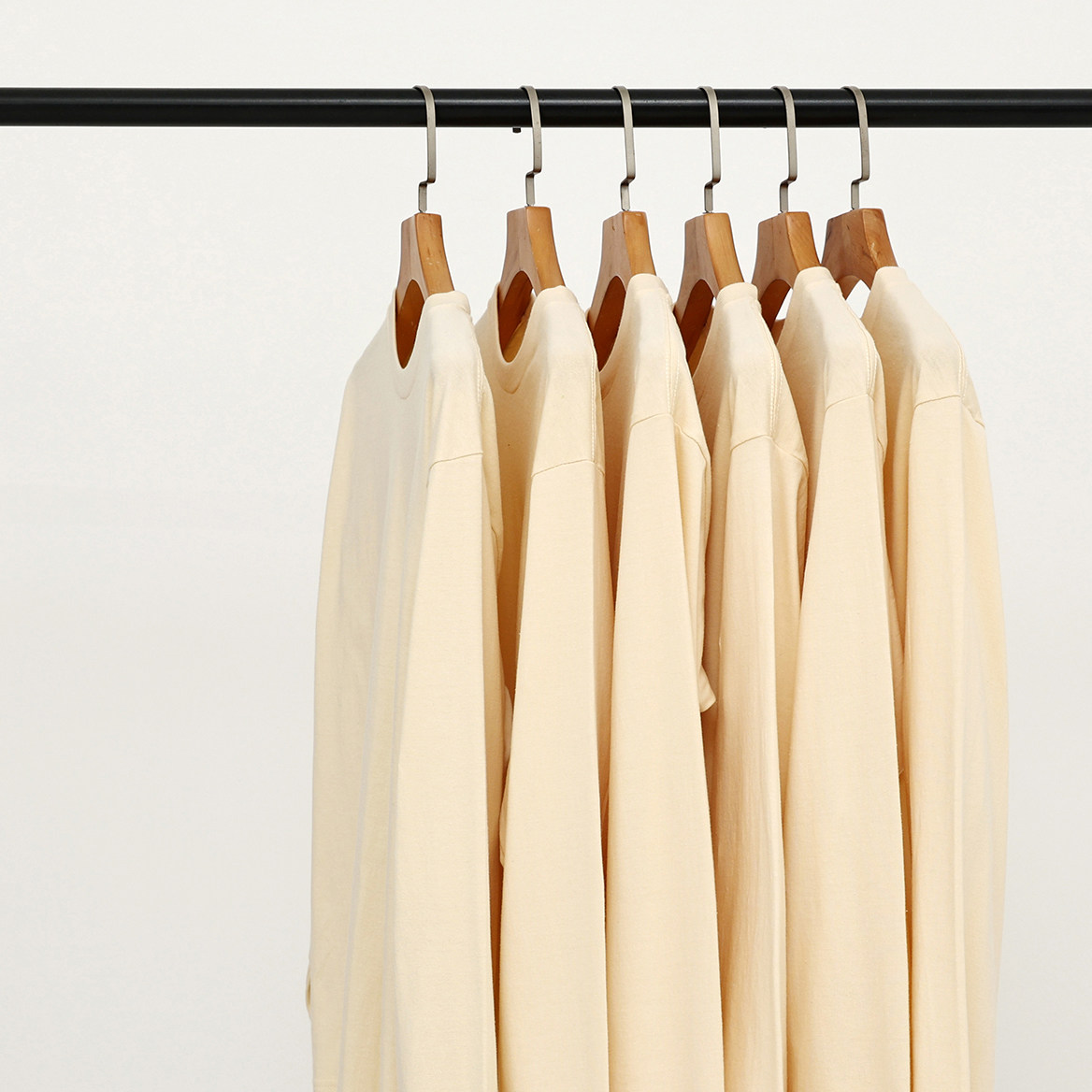 小清新杏色250g重磅不透厚款纯棉圆领长袖T恤男女宽松大码全棉白T