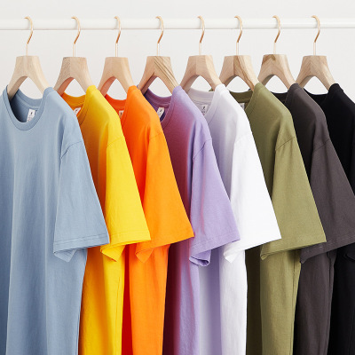 纯色纯棉圆领短袖T恤男女基础
