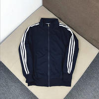 【 Xiaobai's Home 】 Spring and Autumn Japanese-style artistic long-sleeved three-bar coat, zipper sweatshirt, couple sporty BF style thumbnail 3