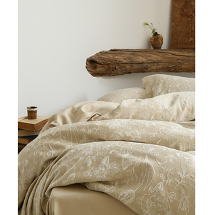 蝴蝶色织提花全棉床单四件套被套床笠 French法式 河畔 蒂斯洛夫