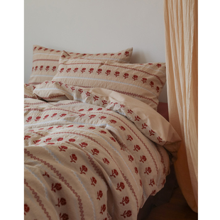 伯德尔小姐 费尔岛剪花50支磨毛全棉床单四件套被套 French小法式