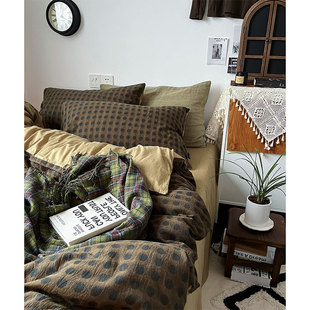 萨迪斯的板栗树/Vintage style复古绿波点提花全棉床单四件套床笠