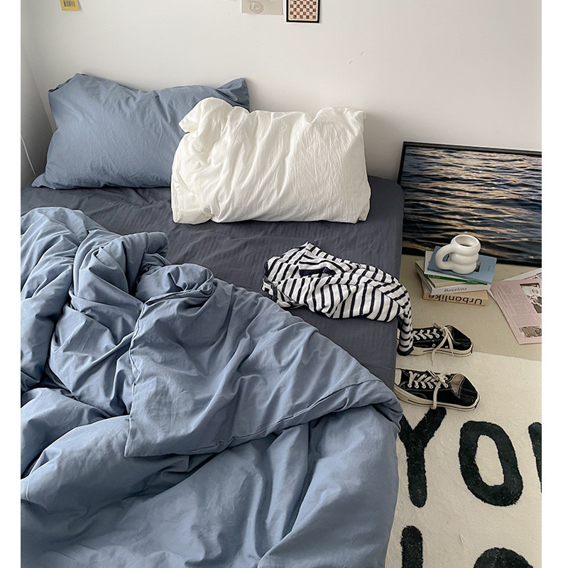 52赫兹的鲸/ ikb克莱因蓝水洗棉床单四件套地中海全棉被套三件套