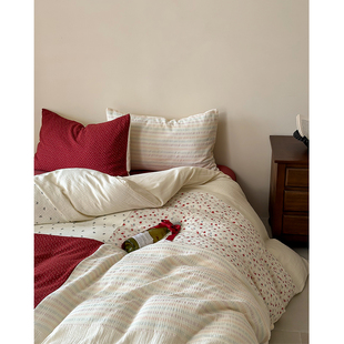 一千零一夜/French小法式设计师款拼接双层纱全棉床单四件套被套