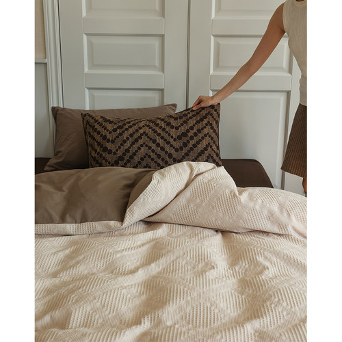 塔可夫帕的尼/retro中古肌理感华夫格全棉床单四件套全棉被套床笠