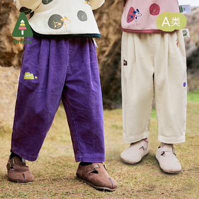 女童灯芯绒休闲长裤全棉啊咪啦