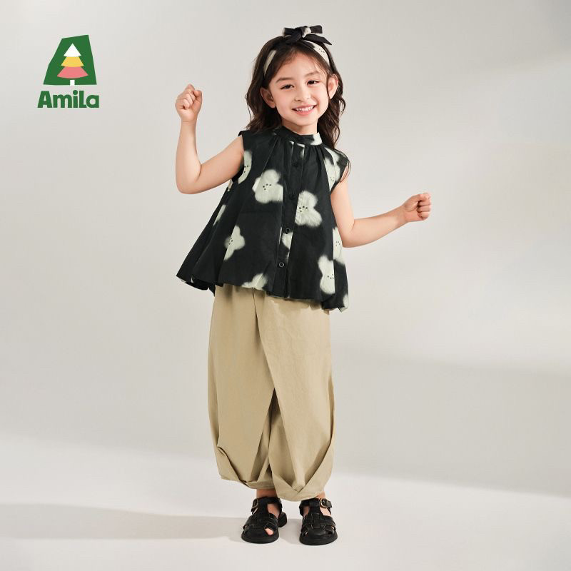 Amila女童夏季休闲套装时髦儿童宝宝甜美衬衫长裤两件套小孩洋气,童装/婴儿装/亲子装,套装,淘宝优惠券,粉丝福利购,淘宝优惠卷