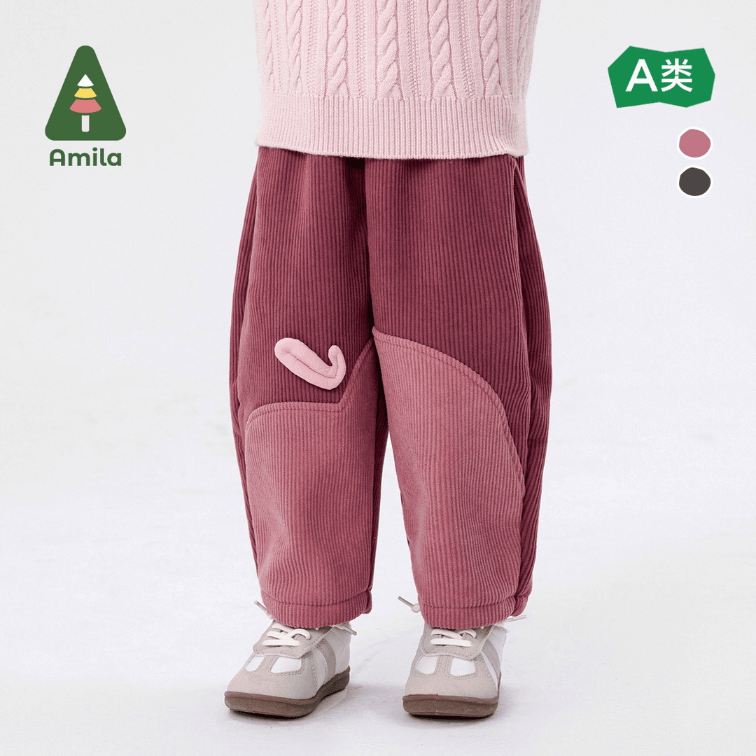 男女童加绒灯芯绒休闲裤啊咪啦