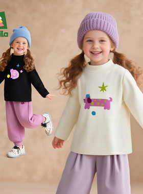 Amila女童半高领加厚打底衫秋冬款儿童宝宝保暖内搭T恤长袖纯棉