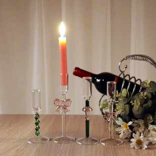 欧式 花型高脚烛台手工制作玻璃烛台