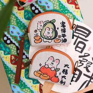 钱包女 原创自制棉麻创意零钱包小迷你口红包学生可爱兔子拉链短款