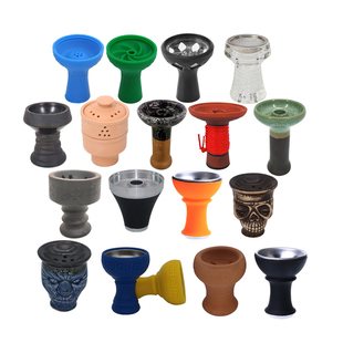 阿拉伯水烟烟锅 便携式大号不锈钢玻璃烟碗硅胶陶瓷红泥彩色