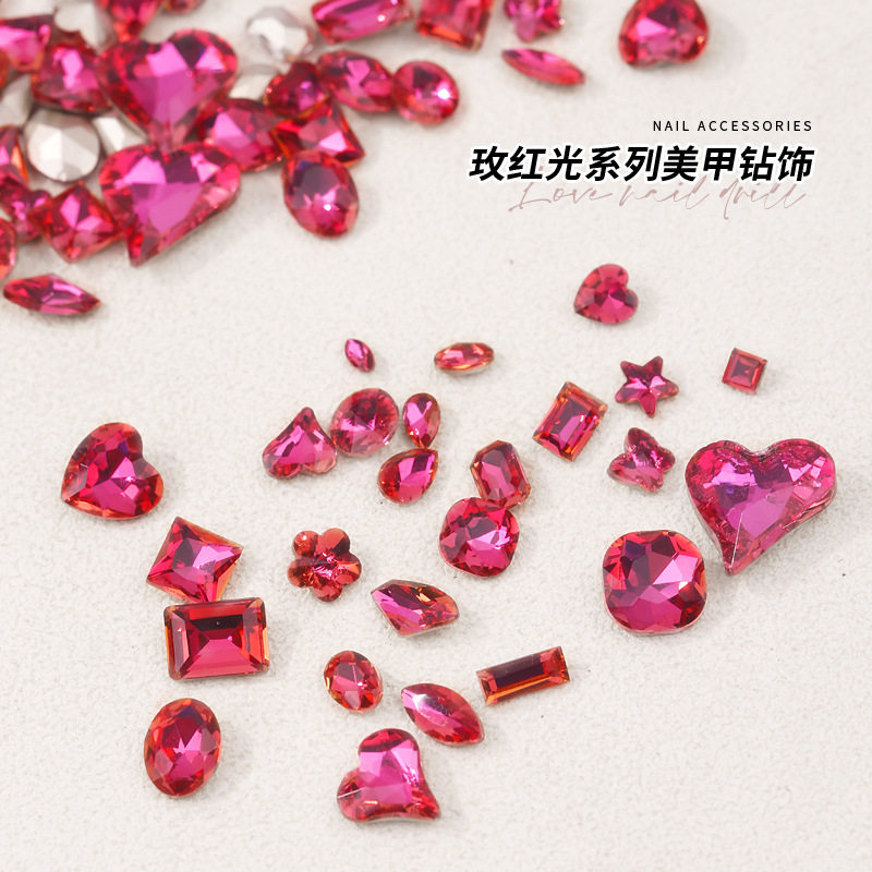 K9爆闪玫红色尖底异形钻