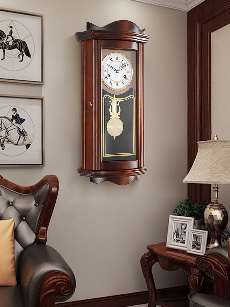 European mechanical clock Villa solid wood creative wall clock Polaris 31-day movement wall clock Classical punctuation clock