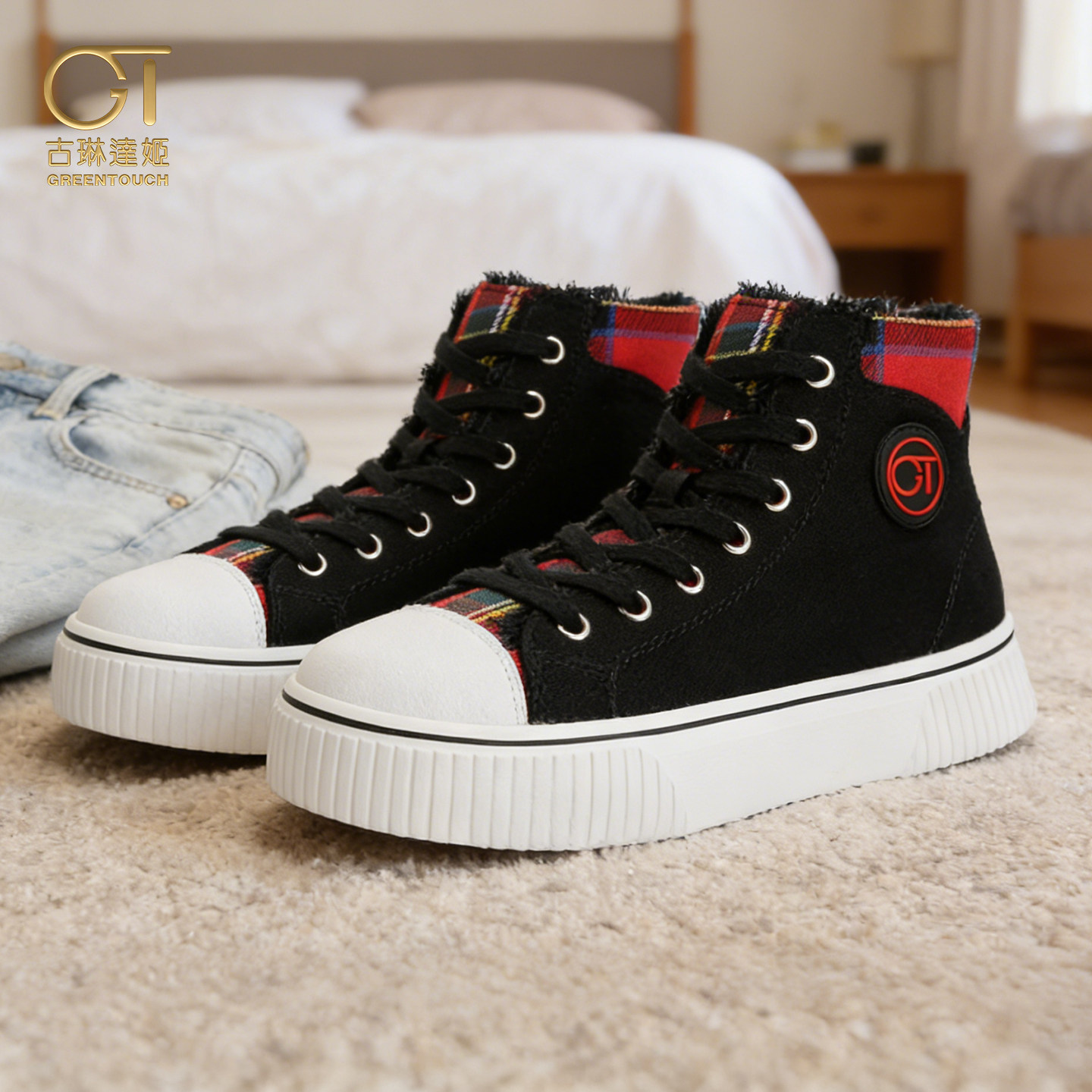 GT高端品牌高帮帆布鞋女款2026新款夏薄款软底不累脚厚底百搭板鞋