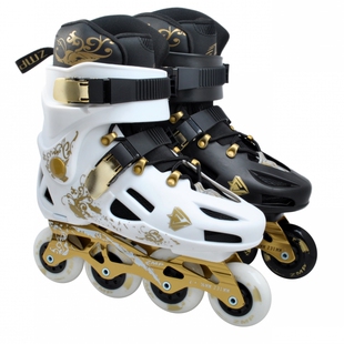 HK平花鞋专业花式轮滑鞋成年旱冰滑溜冰男女成人直排轮单排土豪金