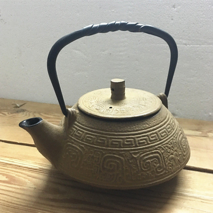 台湾衡连铁壶 如意纹泥黄仿古铁茶壶