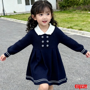 海军领学院风中小童装裙子女童春秋连衣裙2025新款洋气儿童公主裙