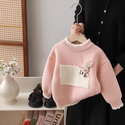 儿童毛衣一体绒女童打底衫针织