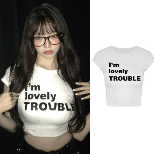IVE同款Im lovely露脐短袖T恤女 性感辣妹修身打底衫舞蹈短款上衣