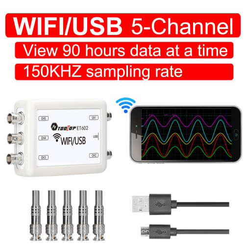 TOOLTOP ET601/ET602 WIFI/USB虚拟示波器五通道数据存储采集记录