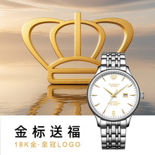 天王金标送福 18K金男表钢带款商务自动机械手表5845