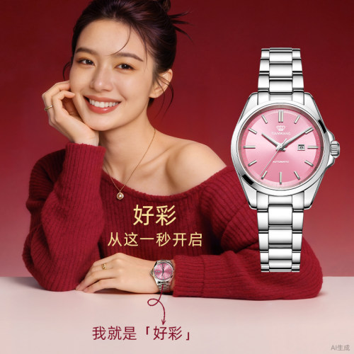 天王表好彩夜光大表盘手表女机械表时尚彩盘手表51586生日礼物