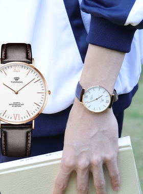 天王表石英表简约轻薄学生手表考试可用3851生日开学毕业成人礼物