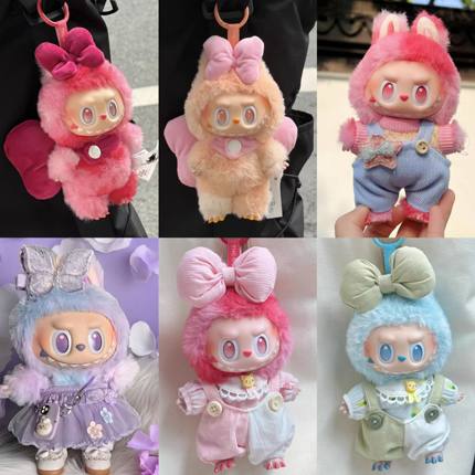 POPMART前方高能3代拉布布搪胶娃衣幸运labubu3.0衣服背带裤裙子
