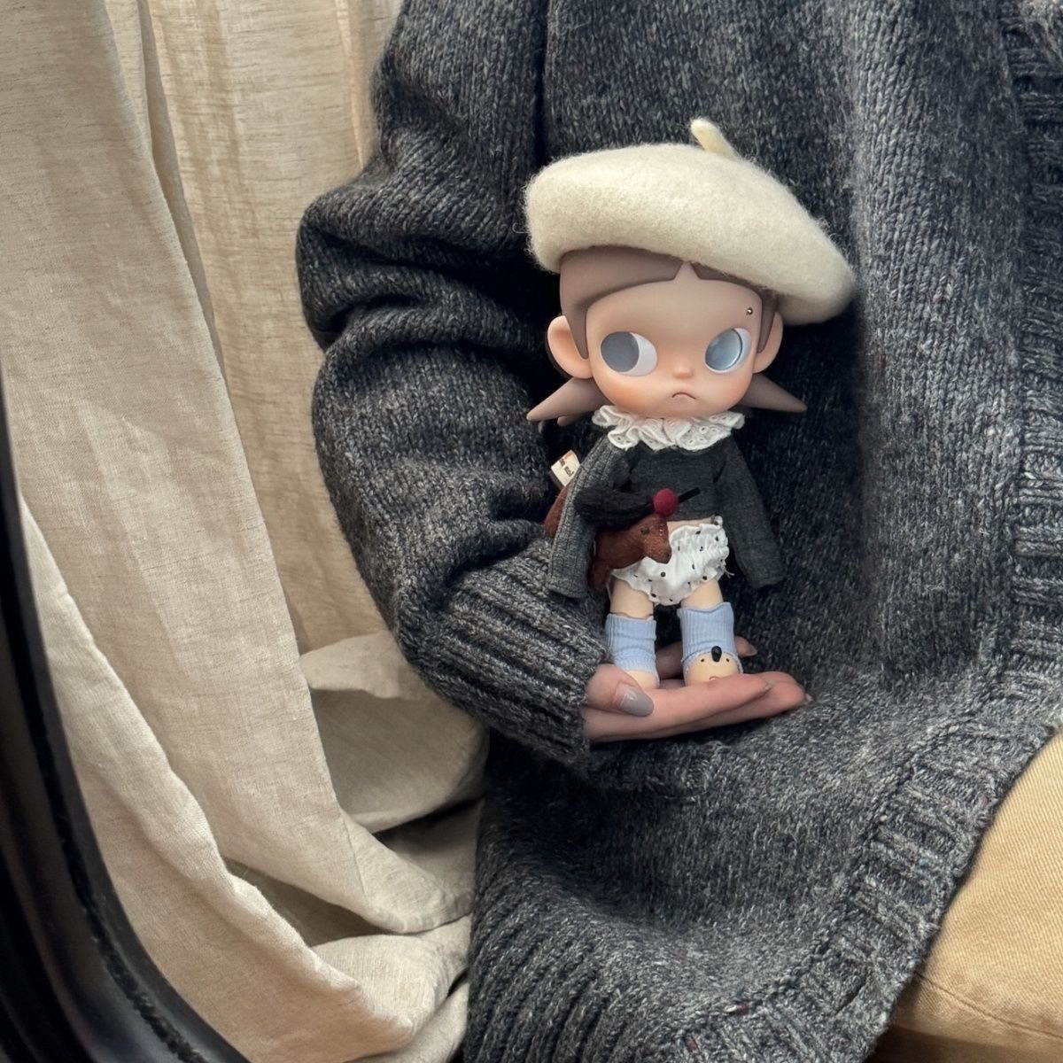 噶子姐zsiga 灰蓝套装(不含娃)玩偶长袖T恤套装可爱1/8娃衣贝雷帽