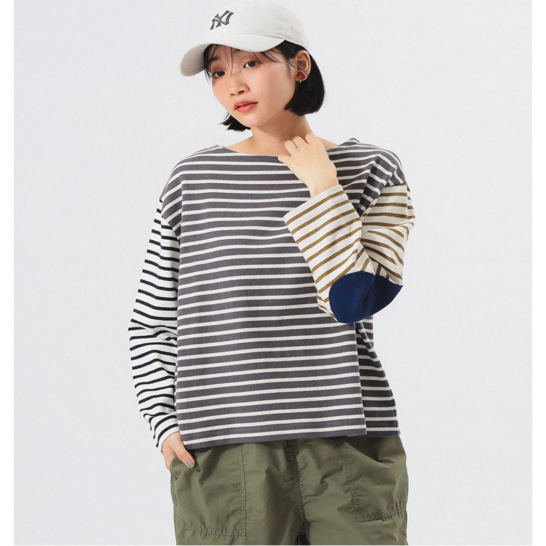 日系简约时尚拼色条纹T恤