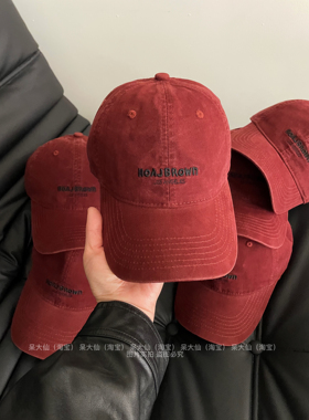 美式复古安可拉红色棒球帽子男女 新品hoa宽檐大头围显脸小鸭舌帽