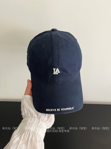 呆大仙～韩版小字母刺绣简约百搭软顶棒球帽子女休闲时尚鸭舌帽男