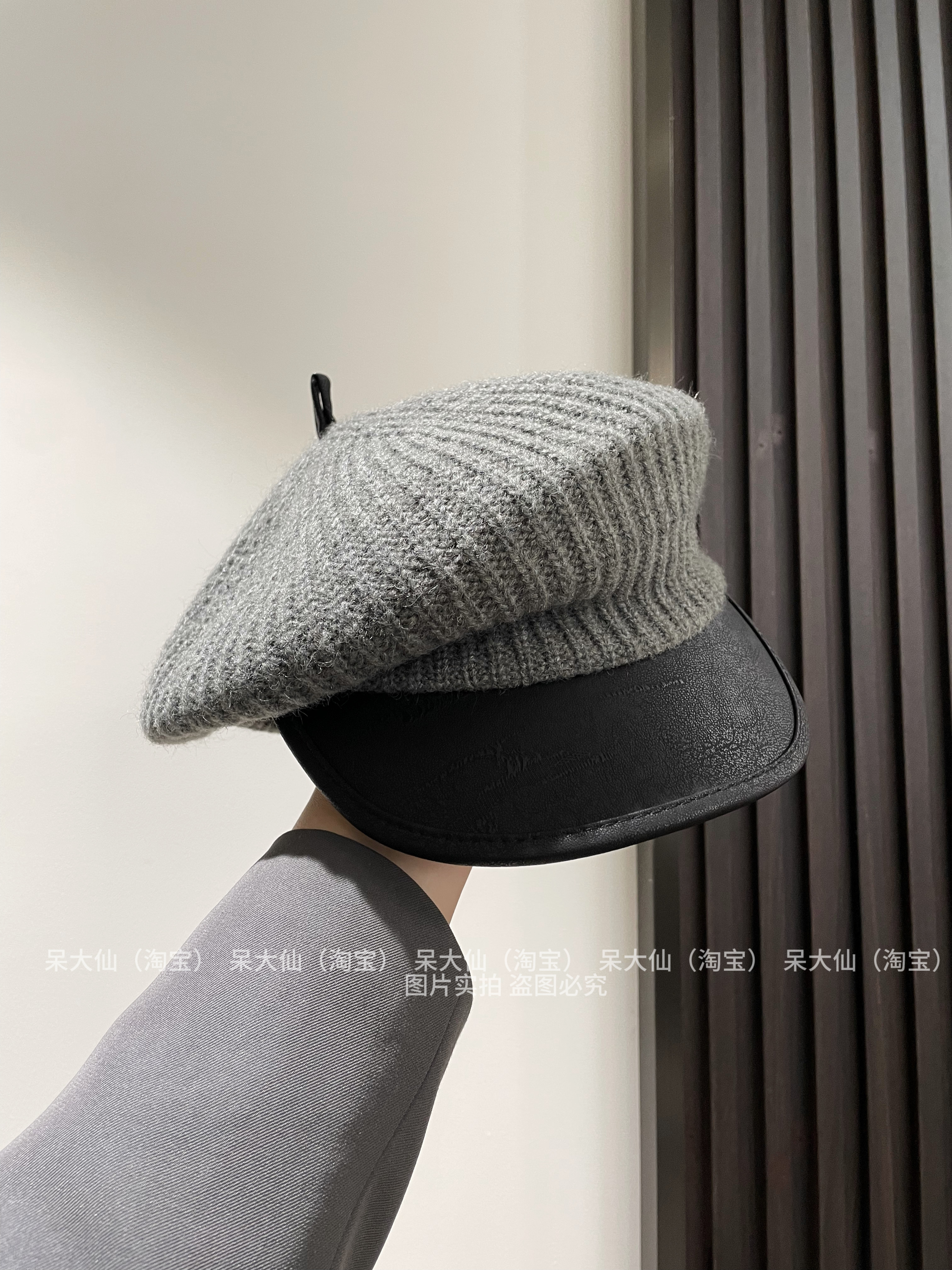 易梦玲同款灰色羊毛帽子女时尚拼色品质百搭气质画家报童帽鸭舌帽