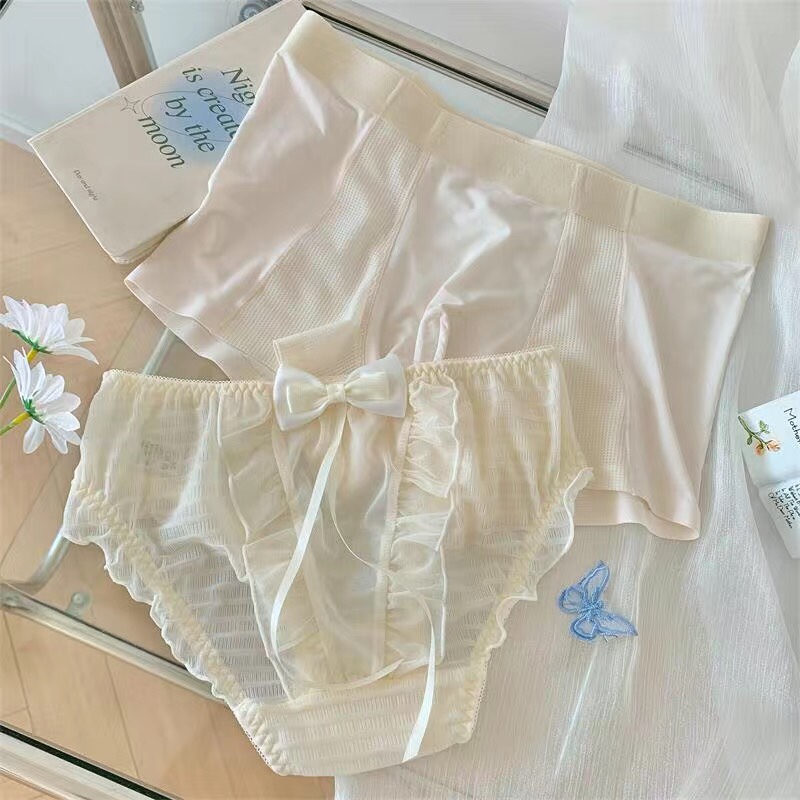 情侣内裤可爱泡泡网纱奶油糖果色舒适蕾丝柔软纯欲性感风男女内裤