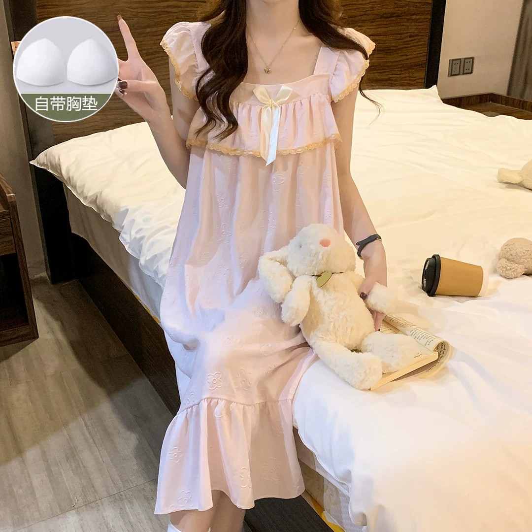 夏季带胸垫吊带睡裙2026新款