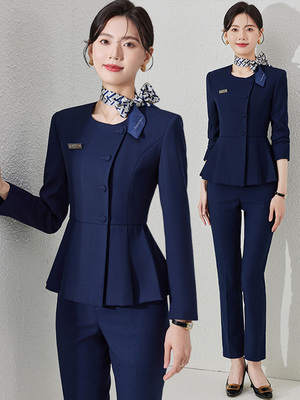 空姐职业装西装套装女春秋高端气质珠宝店工装酒店前台接待工作服